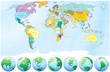 World map with country and capitals names