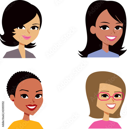Vector: Cartoon Avatar Portrait Illustration Women Cartoon Avatar Portrait Illustration Women