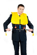 steward in a life jacket