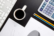Office desk with calculator