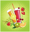 Juice and fruits.