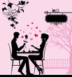 Silhouette of the couple in the cafe.