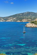 Sailboat on the west coast of Ibiza Sailboat on the west coast of Ibiza
