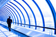 way to the future inside business glass corridor way to the future inside business glass corridor