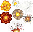 Explosions -set of vector illustrations Explosions -set of vector illustrations