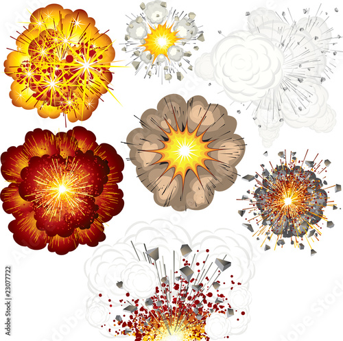 Vector: Explosions -set of vector illustrations Explosions -set of vector illustrations