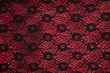 Black lace on red satin