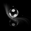 Illustration : ballon de football refleté sur fond noir ballon de football refleté sur fond noir