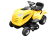Photo: yellow lawn mower isolated yellow lawn mower isolated