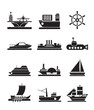 different types of boat and ship icons - Vector icon set