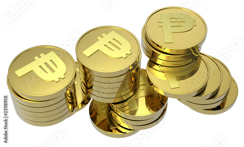 Illustration: Stacks of gold coins isolated on a white background. Stacks of gold coins isolated on a white background.