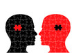 Love concept conection with man, women head