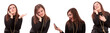 set, woman speaks by phone, isolated.