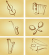 Vintage cards with musical instruments