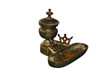 An old fashioned metal made inkwell