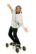 African American skateboarder