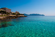 Transparent sunlit water of Mediterranean Sea near Cala Millor r