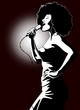 jazz singer on black background