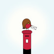 cartoon bird with a letter on top of post cartoon bird with a letter on top of post