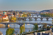 View on Prague Bridges at sunset