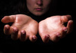 Woman face and hands