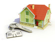 House and house keys on white background