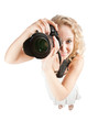 Top view of photographer girl