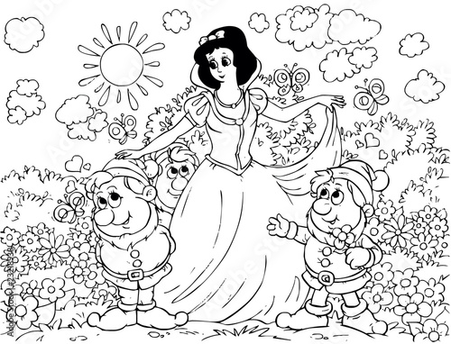Illustration: Snow White and Gnomes Snow White and Gnomes