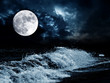 full moon over the night sea