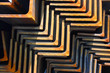 Closeup of steel angles bunch in warehouse