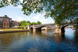 Bridge and modern apartments on the river, York, UK