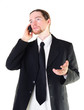 Serious businessman talking on the phone
