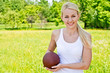 Portrait of sportswoman of Rugby football