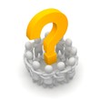 Illustration: Group of people and question mark. 3d illustration. Group of people and question mark. 3d illustration.