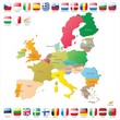 the European Union map with flags