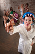 Angry lady in bathrobe Angry lady in bathrobe