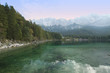 The Zugspitze massive in the german Alps and the Eibsee The Zugspitze massive in the german Alps and the Eibsee