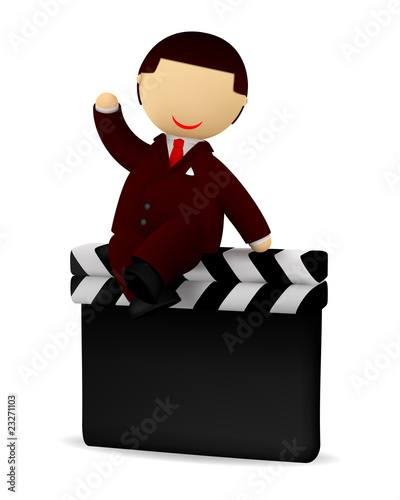 Happy man and a film slate