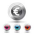 Glass abstract steel buttons. Vector set