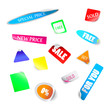 Realistic colorful badges and stickers. Vector Set