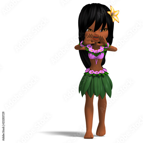 very cute hawaiin cartoon girl is dancing for you. 3D rendering Cartoon Girl Dancer. very cute hawaiin cartoon girl is dancing for you. 3D rendering