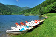 Pédalo au lac de Kruth-Wildenstein (Alsace , France).