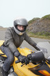 Motorcyclist ready to ride