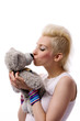 Foto: Beautiful girl with blonde hair and Teddy Beautiful girl with blonde hair and Teddy