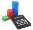 Calculator and business chart icon (3d illustration) Calculator and business chart icon (3d illustration)