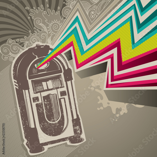 Vector: Designed retro banner with jukebox. Designed retro banner with jukebox.