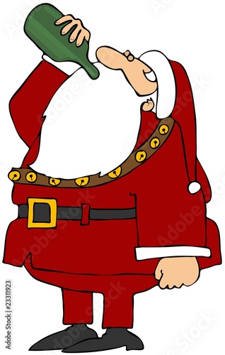 Illustration: Santa Drinking Wine Santa Drinking Wine