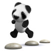 3d Teddy jumps over the stepping stones