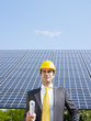 businessman and solar panels