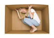 Photo: Woman inside a Cardboard Box Woman inside a Cardboard Box